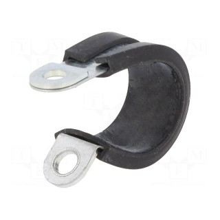 Fixing clamp | ØBundle : 11mm | W: 13mm | steel | Cover material: EPDM