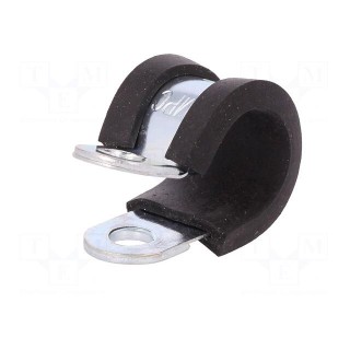 Fixing clamp | ØBundle : 12mm | W: 12mm | steel | Cover material: EPDM