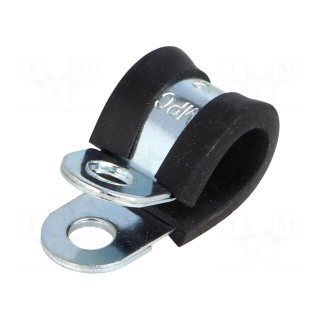 Fixing clamp | ØBundle : 12mm | W: 15mm | steel | Cover material: EPDM