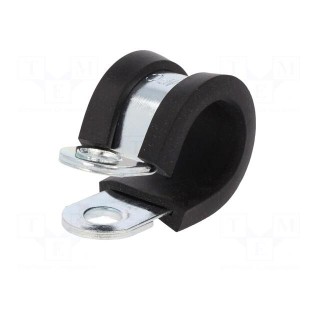 Fixing clamp | ØBundle : 13mm | W: 12mm | steel | Cover material: EPDM