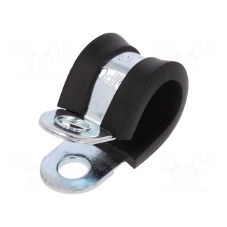 Fixing clamp | ØBundle : 13mm | W: 15mm | steel | Cover material: EPDM