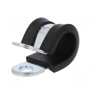 Fixing clamp | ØBundle : 13mm | W: 15mm | steel | Cover material: EPDM