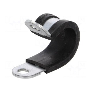 Fixing clamp | ØBundle : 13mm | W: 15mm | steel | Ømount.hole: 6.4mm