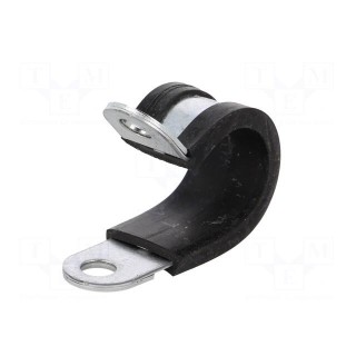 Fixing clamp | ØBundle : 13mm | W: 15mm | steel | Ømount.hole: 6.4mm