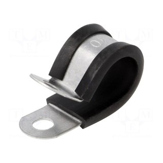 Fixing clamp | ØBundle : 17mm | W: 12.7mm | steel | Cover material: PVC