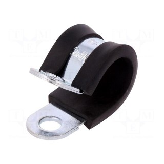 Fixing clamp | ØBundle : 14mm | W: 15mm | steel | Cover material: EPDM