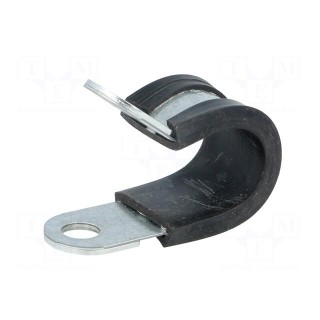 Fixing clamp | ØBundle : 14mm | W: 15mm | steel | Ømount.hole: 6.4mm