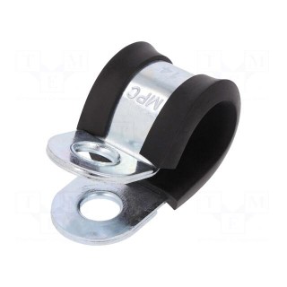 Fixing clamp | ØBundle : 14mm | W: 20mm | steel | Cover material: EPDM