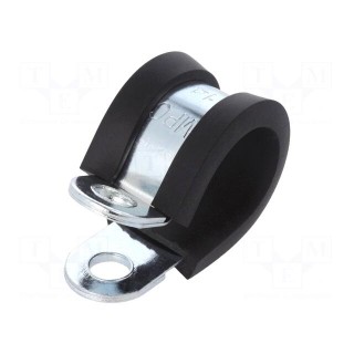 Fixing clamp | ØBundle : 14mm | W: 2mm | steel | Cover material: EPDM