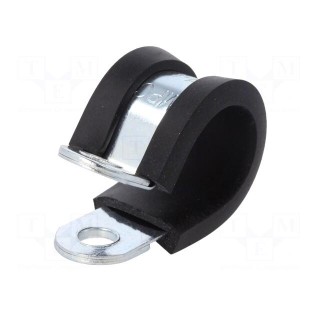Fixing clamp | ØBundle : 14mm | W: 2mm | steel | Cover material: EPDM