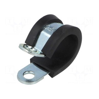 Fixing clamp | ØBundle : 15mm | W: 12mm | steel | Cover material: EPDM