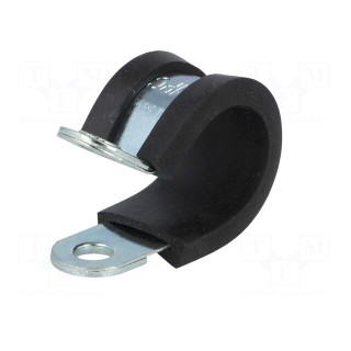 Fixing clamp | ØBundle : 15mm | W: 12mm | steel | Cover material: EPDM