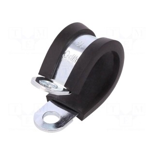Fixing clamp | ØBundle : 16mm | W: 12mm | steel | Cover material: EPDM