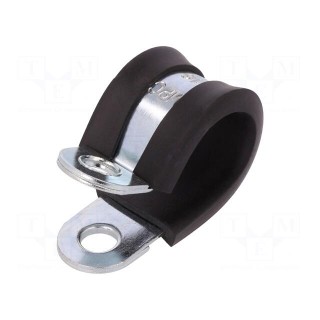 Fixing clamp | ØBundle : 16mm | W: 15mm | steel | Cover material: EPDM