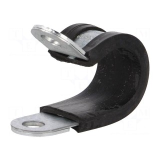 Fixing clamp | ØBundle : 16mm | W: 15mm | steel | Ømount.hole: 6.4mm