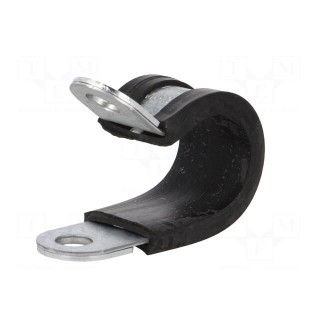 Fixing clamp | ØBundle : 16mm | W: 15mm | steel | Ømount.hole: 6.4mm