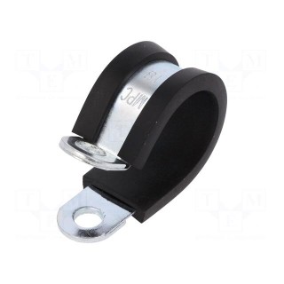 Fixing clamp | ØBundle : 18mm | W: 12mm | steel | Cover material: EPDM