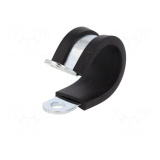 Fixing clamp | ØBundle : 18mm | W: 12mm | steel | Cover material: EPDM