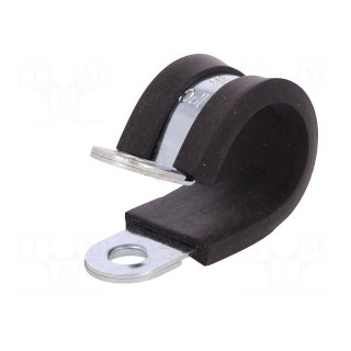 Fixing clamp | ØBundle : 18mm | W: 15mm | steel | Cover material: EPDM