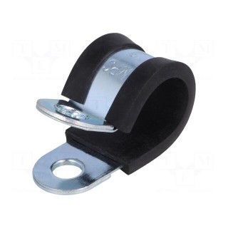 Fixing clamp | ØBundle : 18mm | W: 20mm | steel | Cover material: EPDM
