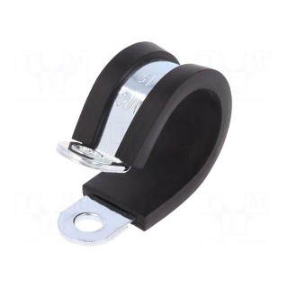 Fixing clamp | ØBundle : 19mm | W: 19mm | steel | Cover material: EPDM