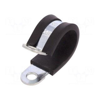 Fixing clamp | ØBundle : 20mm | W: 15mm | steel | Cover material: EPDM