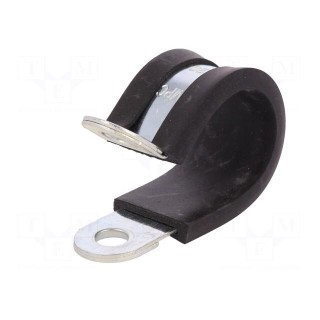 Fixing clamp | ØBundle : 20mm | W: 15mm | steel | Cover material: EPDM