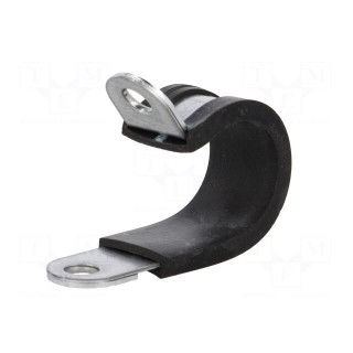 Fixing clamp | ØBundle : 20mm | W: 15mm | steel | Ømount.hole: 6.4mm