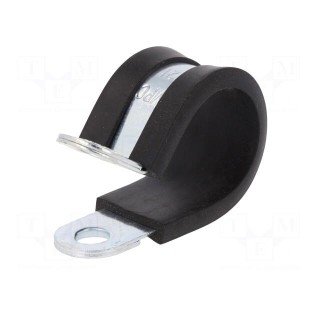 Fixing clamp | ØBundle : 21mm | W: 15mm | steel | Cover material: EPDM