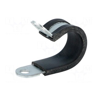 Fixing clamp | ØBundle : 21mm | W: 15mm | steel | Ømount.hole: 6.4mm