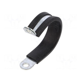 Fixing clamp | ØBundle : 21mm | W: 17mm | steel | Cover material: EPDM