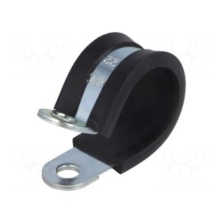 Fixing clamp | ØBundle : 22mm | W: 15mm | steel | Cover material: EPDM