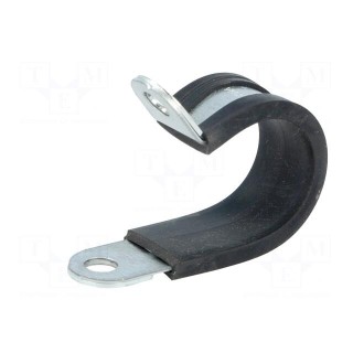 Fixing clamp | ØBundle : 22mm | W: 15mm | steel | Ømount.hole: 6.4mm