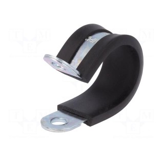 Fixing clamp | ØBundle : 23mm | W: 15mm | steel | Cover material: EPDM