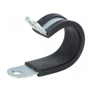 Fixing clamp | ØBundle : 23mm | W: 15mm | steel | Ømount.hole: 6.4mm