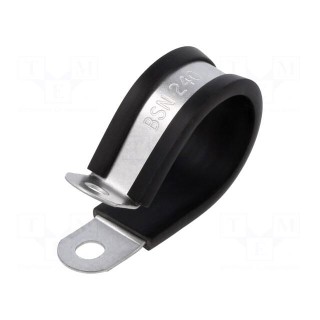 Fixing clamp | ØBundle : 25mm | W: 12.7mm | steel | Cover material: PVC