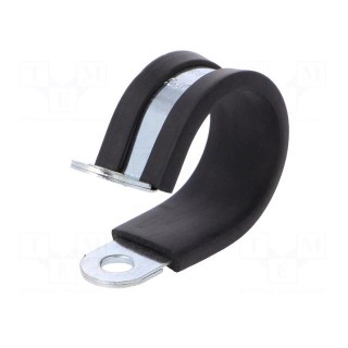 Fixing clamp | ØBundle : 25mm | W: 15mm | steel | Cover material: EPDM