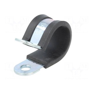 Fixing clamp | ØBundle : 25mm | W: 20mm | steel | Cover material: EPDM