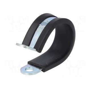 Fixing clamp | ØBundle : 28mm | W: 15mm | steel | Cover material: EPDM