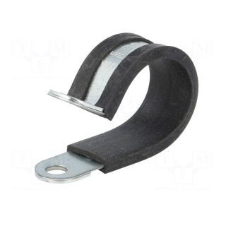 Fixing clamp | ØBundle : 28mm | W: 15mm | steel | Ømount.hole: 6.4mm