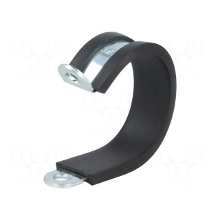 Fixing clamp | ØBundle : 30mm | W: 12mm | steel | Cover material: EPDM