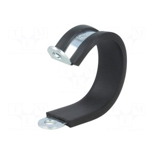 Fixing clamp | ØBundle : 30mm | W: 12mm | steel | Cover material: EPDM