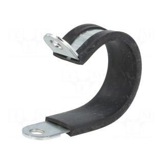 Fixing clamp | ØBundle : 30mm | W: 15mm | steel | Ømount.hole: 6.4mm