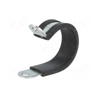 Fixing clamp | ØBundle : 30mm | W: 15mm | steel | Ømount.hole: 6.4mm