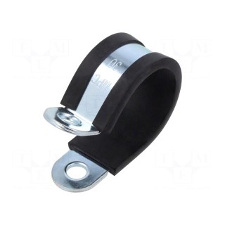 Fixing clamp | ØBundle : 30mm | W: 20mm | steel | Cover material: EPDM