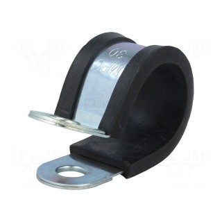 Fixing clamp | ØBundle : 30mm | W: 25mm | steel | Cover material: EPDM