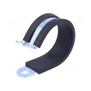 Fixing clamp | ØBundle : 32mm | W: 15mm | steel | Cover material: EPDM