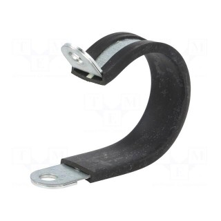 Fixing clamp | ØBundle : 34mm | W: 15mm | steel | Ømount.hole: 6.4mm