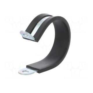 Fixing clamp | ØBundle : 40mm | W: 15mm | steel | Cover material: EPDM