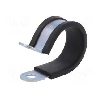 Fixing clamp | ØBundle : 42mm | W: 25mm | steel | Cover material: EPDM